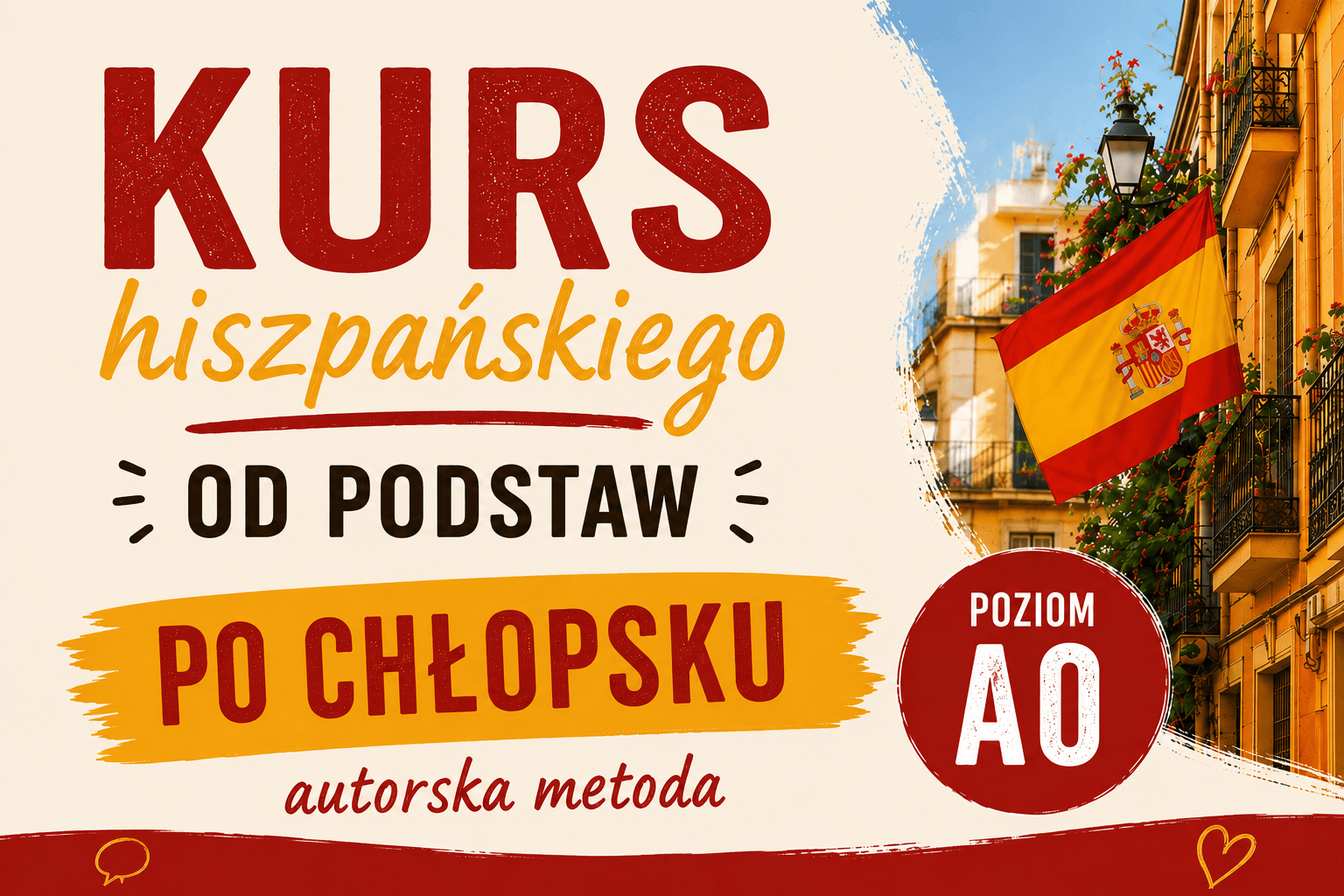 Kurs Hiszpańskiego od podstaw. A0 “PO CHŁOPSKU” – autorska metoda